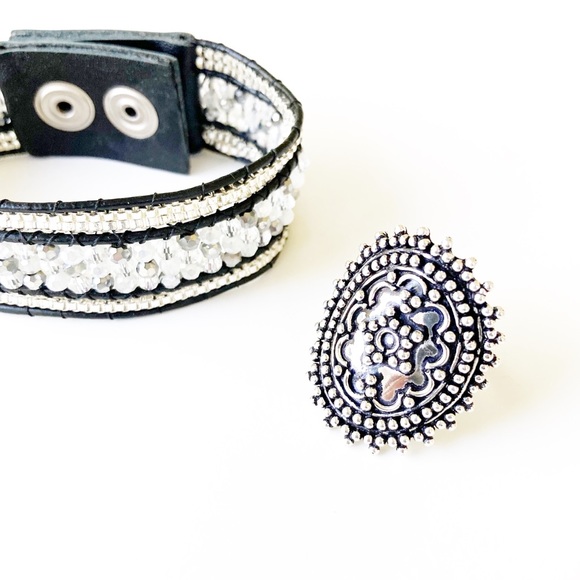 Anthropologie Large Tibetan Silver Statement Ring - Picture 2 of 15